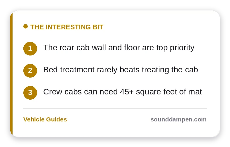 The Interesting Bit: key takeaways — The rear cab wall and floor are top priority